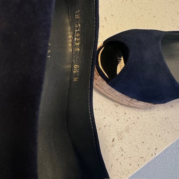 Stuart Weitzman Corkswoon navy and cork espadrille wedge heels - Picture 10 of 10